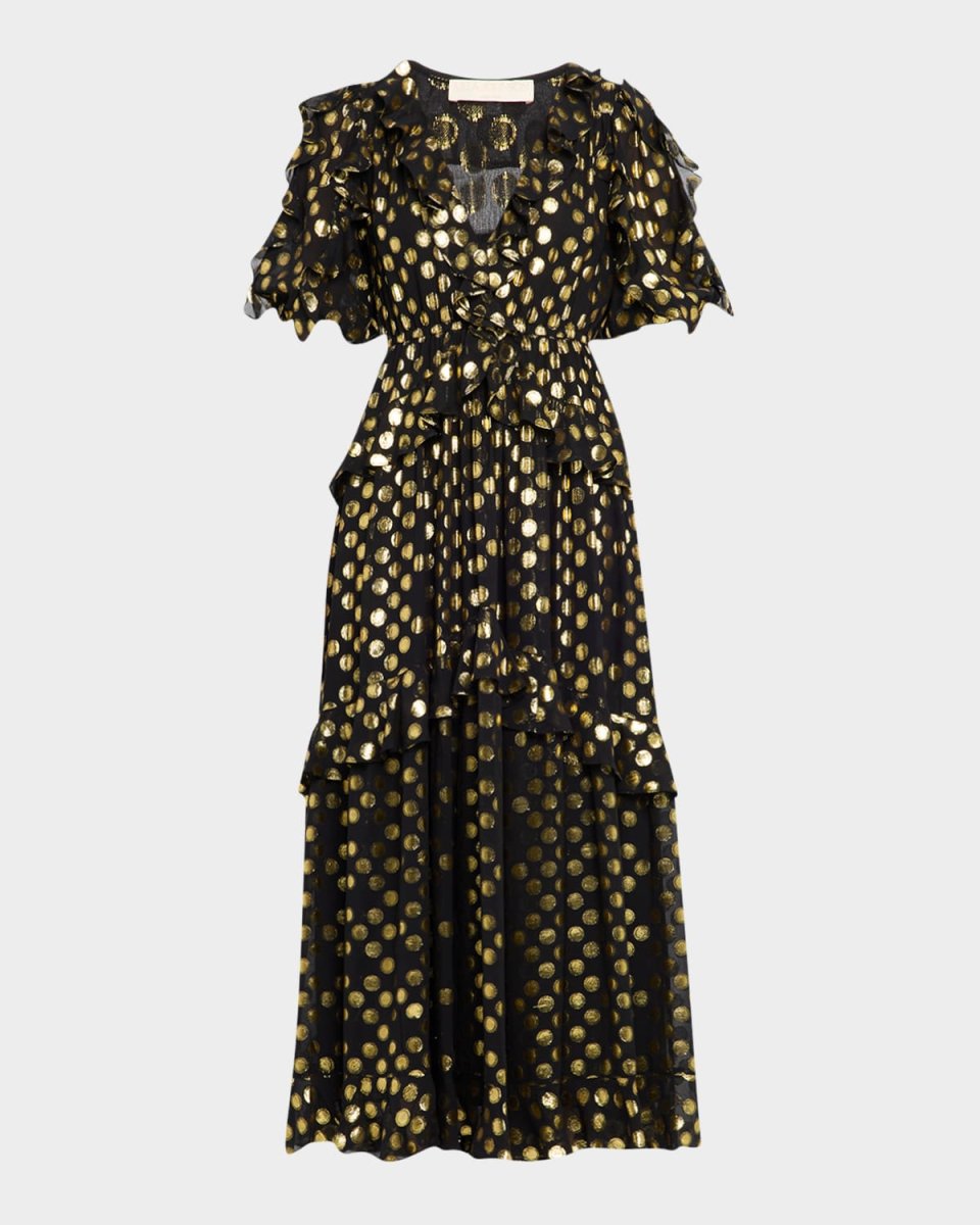 Tida V-Neck Short-Sleeve Midi Dress